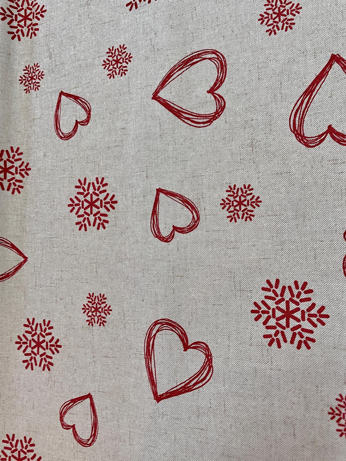  Canvas  Weihnachten Herzen Schneeflocken beige/weinrot